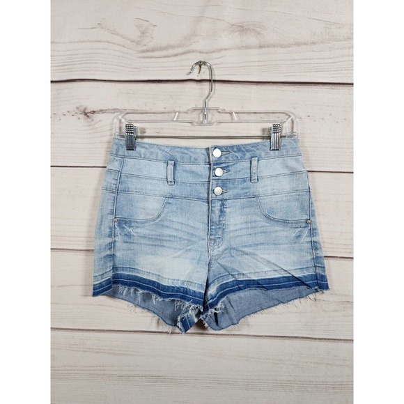 Refuge Women's Blue Denim Hi Rise Cut Off Shorts Size 6 - Picture 1 of 6
